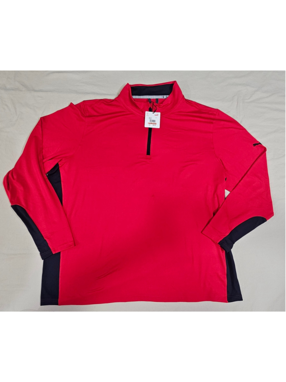 Men's Puma Long Sleeve Quarter Zip Pullover Red Black 3XL